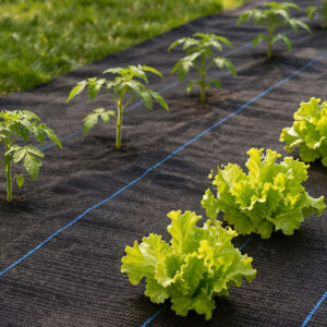 Juoda UV spinduliams atspari agroplėvelė 135 g/m² piktžolių kontrolės danga 1,1×50 m, smeigės, MultiGarden - Image 3