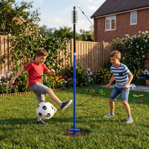 Tetherball futbolo treniruočių rinkinys su virve, stulpu, spyruokle, kamuoliu ir pompa, MOVEPRO - Image 3