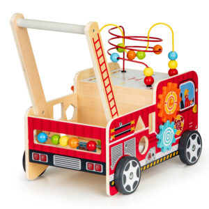 Medinis lavinamasis vaikštynė su kaladėlėmis vaikams – Gaisrinės automobilis ECOTOYS - Image 3