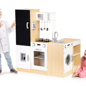 Medinė vaikiška virtuvėlė XXL lenta + LED ECOTOYS - Image 3