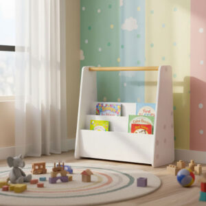 Montessori vaikiška knygų lentyna, 3 aukštų knygų stovas-organizeris, balta ECOTOYS - Image 3