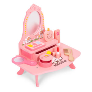 Medinis vaikiškas kosmetinis staliukas su veidrodžiu ir stalčiumi, 7 priedai, ECOTOYS - Image 3