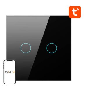 Smart Light Switch ZigBee Avatto ZTS02-EU-B2 2 Way TUYA juodos spalvos