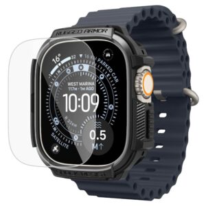 SPIGEN RUGGED ARMOR IR GRŪDINTO STIKLO APSAUGINIS STIKLAS APPLE WATCH ULTRA 1 / 2 / 3 (49 MM) MATINĖ JUODA - Image 3