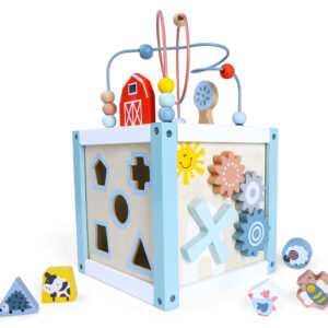 Medinis edukacinis kubas-rūšiuoklis + kaladėlės ECOTOYS - Image 4