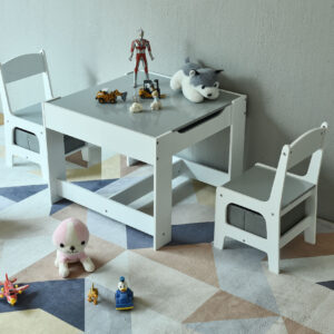 Medinių vaikiškų baldų komplektas: stalas su kreidine lenta + 2 kėdės ECOTOYS - Image 4