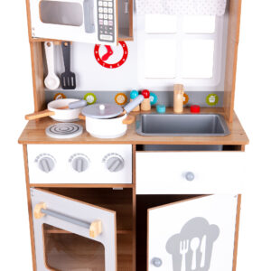 Medinė žaislinė virtuvėlė vaikams su papildomais priedais, ECOTOYS - Image 4