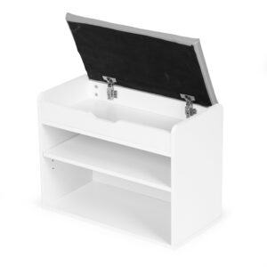 Batų spintelė su atverčiama sėdyne, 2 lentynos, balta, ModernHome - Image 4