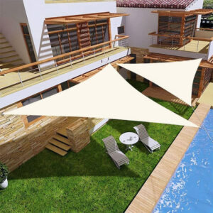 Vandeniui atsparus trikampis tentas nuo saulės 5×5×5 m, smėlio spalvos, MultiGarden - Image 4