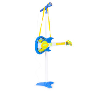 Elektrinės gitaros ir mikrofono rinkinys su stovu vaikams – suderinamas su MP3, mėlynas - Image 4