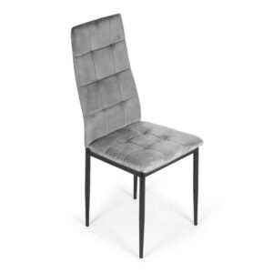 4 aksominių kėdžių komplektas valgomajam ir svetainei, 4 vnt., pilkos spalvos, ModernHome - Image 4