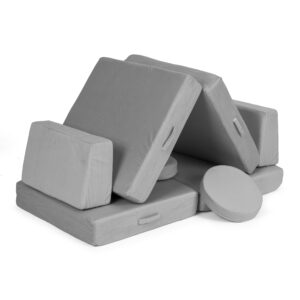 Didelė sulankstoma modulinė sofa vaikams „pasidaryk pats“, 8 minkštos pagalvės – pilka ECOTOYS - Image 4