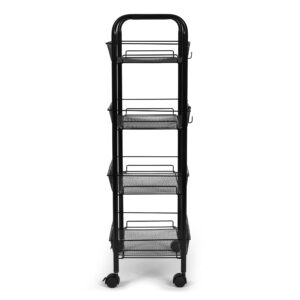 ModernHome juoda metalinė mobili vonios lentyna su 4 lentynomis ir ratukais - Image 4