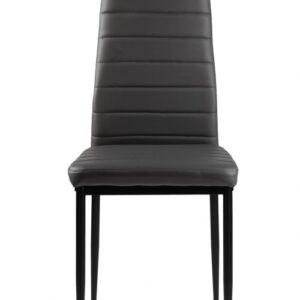 4 kėdžių komplektas svetainei ir valgomajam iš eko odos, ergonomiškas atlošas, pilkos spalvos - Image 4