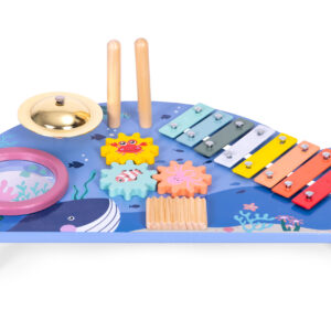 Muzikos instrumentų stalas su ksilofonu, cimbolais, tambūrine ir barškučiu, jūros tema ECOTOYS - Image 4