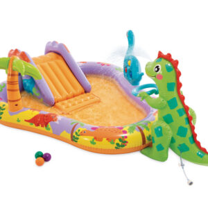 Pripučiamas baseinas vaikams vandens žaidimų aikštelė 201x157x69 cm čiuožykla fontanas dinozauras INTEX 56139 - Image 4