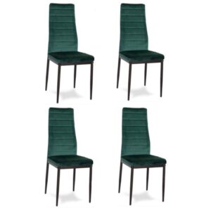 Kėdės su profiliuotu atlošu – ŽALIAS AKSOMAS – 4 vnt. komplektas - Image 4