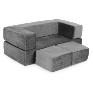 Modulinė sulankstoma sofa vaikams DIY 4 minkštos pagalvėlės - Pilka ECOTOYS - Image 4