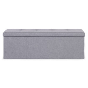 Kuoduotas pufas 111x38 cm su daiktadėže, minkštasuolis, šviesiai pilkas, ModernHome - Image 4