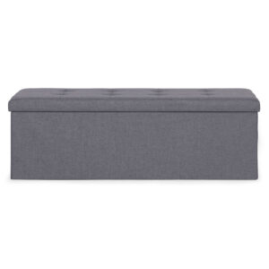 Kuoduotas pufas 111x38 cm su daiktadėže, minkštasuolis, šviesiai pilkas, ModernHome - Image 4