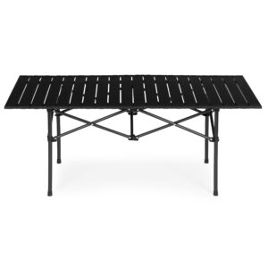 Sulankstomas kempingo stalas 120x55 cm su nešiojimo krepšiu, juodas, MultiGarden - Image 4