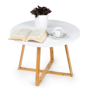 Modernus skandinaviško stiliaus kavos staliukas 60 cm bambukinis, ModernHome - Image 4