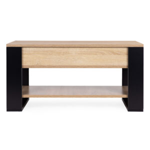 Kavos staliukas su pakeliamu išskleidžiamu stalviršiu 90 cm, daiktadėže, lentyna, Sonoma ąžuolas, ModernHome - Image 4