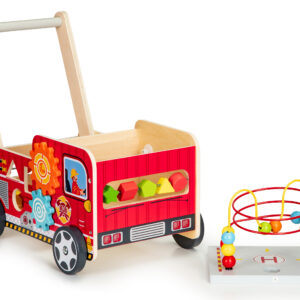 Medinis lavinamasis vaikštynė su kaladėlėmis vaikams – Gaisrinės automobilis ECOTOYS - Image 4