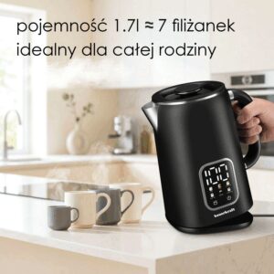 Belaidis elektrinis virdulys 1,7 l, išmanus, su temperatūros reguliavimu, besisukantis pagrindas, juodas - Image 4