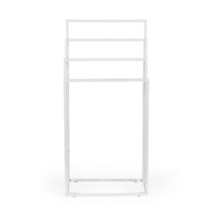Metalinis pastatomas rankšluosčių stovas su 4 laikikliais, baltas, ModernHome - Image 4