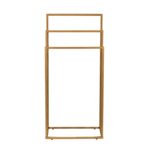 Laisvai pastatomas metalinis rankšluosčių stovas su 3 laikikliais, auksinis, ModernHome - Image 4