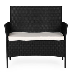 Dvivietė sodo sofa su pagalvėle, suoliukas balkonui, terasai, sodui, juoda, MultiGarden - Image 4