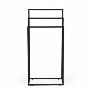 Laisvai pastatomas metalinis rankšluosčių stovas su 3 laikikliais, juodas, ModernHome - Image 4