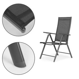 4 sulankstomų sodo kėdžių komplektas, plieninės, reguliuojamas atlošas, pilkos spalvos, MultiGarden - Image 4