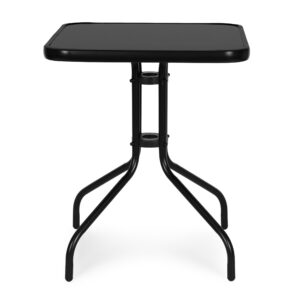 Kvadratinis sodo stalas 60 cm grūdinto stiklo stalas sodui, terasai, balkonui, juodas MultiGarden - Image 4