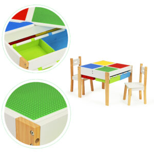 Medinių vaikiškų baldų komplektas: stalas + 2 kėdės ECOTOYS - Image 4