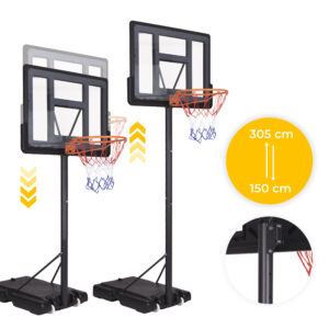 Reguliuojamas laisvai pastatomas krepšinio stovas iki 305 cm su lenta ir lanku MOVEPRO - Image 4