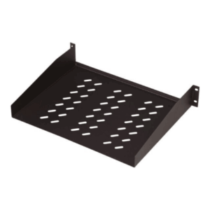 Digitus | Fixed Shelf for Racks | DN-19 TRAY-2-55-SW | The shelves for fixed mounting can be installed easy on the two front 483 mm (19“) profile rails of your 483 mm (19“) network- or server cabinet. Due to their stable, perforated steel sheet with a high load capacity, they are the optimal surface for components which are not 483 mm (19”) suitable. | Black - Image 2