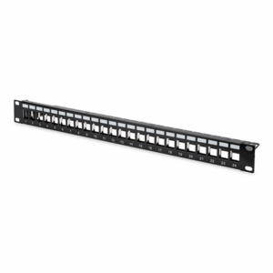 Digitus | Modular Patch Panel | DN-91411 | Layout Keystone Entry: Straight; Area of application: 483 mm (19") cabinet; Suitable for 483 mm (19") cabinet mounting; Housing material: 1.5 mm SPCC cold rolled stell sheet, powder-coated; Ports: 24 | Black