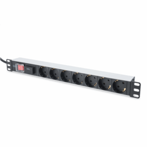 Digitus | 1U Aluminum PDU, rackmountable, 7x safety outlet 16A Plug, 250VAC 50/60Hz, switch, surge protection | DN-95407 - Image 1
