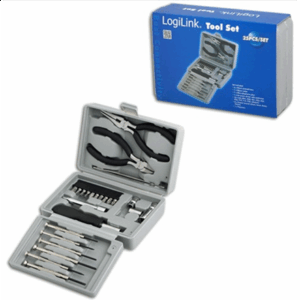 Logilink | Tool Set, 25pcs | Incl. transport boxThe set includes6x micro screwdrivers1x micro cutter1x mini telephone plier1x bit screwdriver with extension10x bits (PH1, PH2, PZ1, PZ2, PZ5, PZ6, T10, T15, T20, adaptor)4x socket wrench (5mm, 6mm, 8mm, 10mm)1x tweezersBarcode: 4052792012491