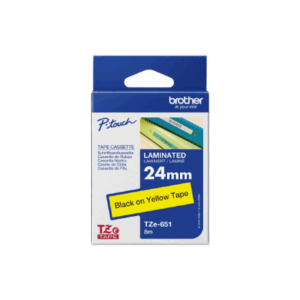 Brother | TZe-651 Laminated Tape | Black On Yellow | TZe | 8 m | 2.4 cm - Image 5