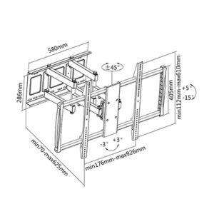Sunne | Wall Mount | 60-100-EA | 60-100 " | Maximum weight (capacity) 80 kg | Black - Image 1