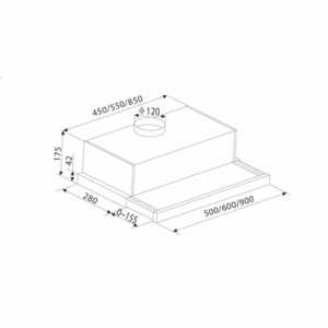CATA | Hood | TFH 5250 X | Telescopic | Energy efficiency class D | Width 50 cm | 325 m³/h | Slider control | LED | Inox - Image 3