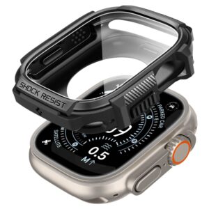 SPIGEN RUGGED ARMOR IR GRŪDINTO STIKLO APSAUGINIS STIKLAS APPLE WATCH ULTRA 1 / 2 / 3 (49 MM) MATINĖ JUODA - Image 4