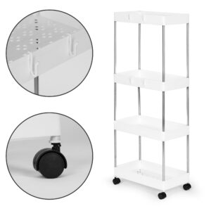 Plastikinė vonios lentyna su 4 lentynomis ir ratukais, balta ModernHome - Image 5
