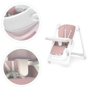 Aukšta kėdutė su aukščio reguliavimu, eko odos apmušalais, saugos diržais ir dvigubu padėklu, rožinė, ECOTOYS - Image 5