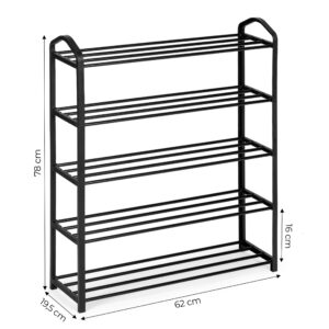 Metalinis batų stovas, 5 lentynos, 15 porų batų, juodas ModernHome - Image 5
