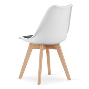 Kėdžių komplektas, juodos ir baltos spalvos, medinės kojos, 4 vnt. - Image 5