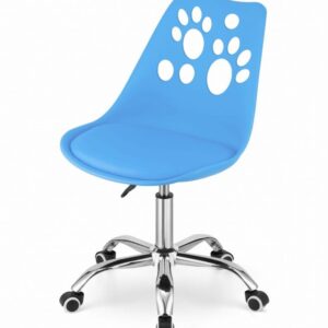 PRINT kėdė, mėlyna dirbtinė oda, sukamoji, su chromuotu pagrindu - Image 5